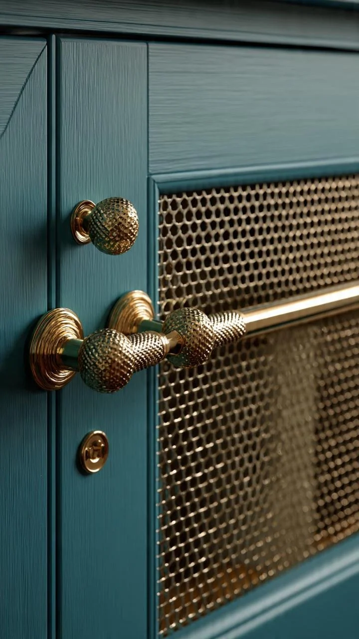 Labrador Blue &amp; Warm Brass: Timeless Contrast in Luxury Cabinetry