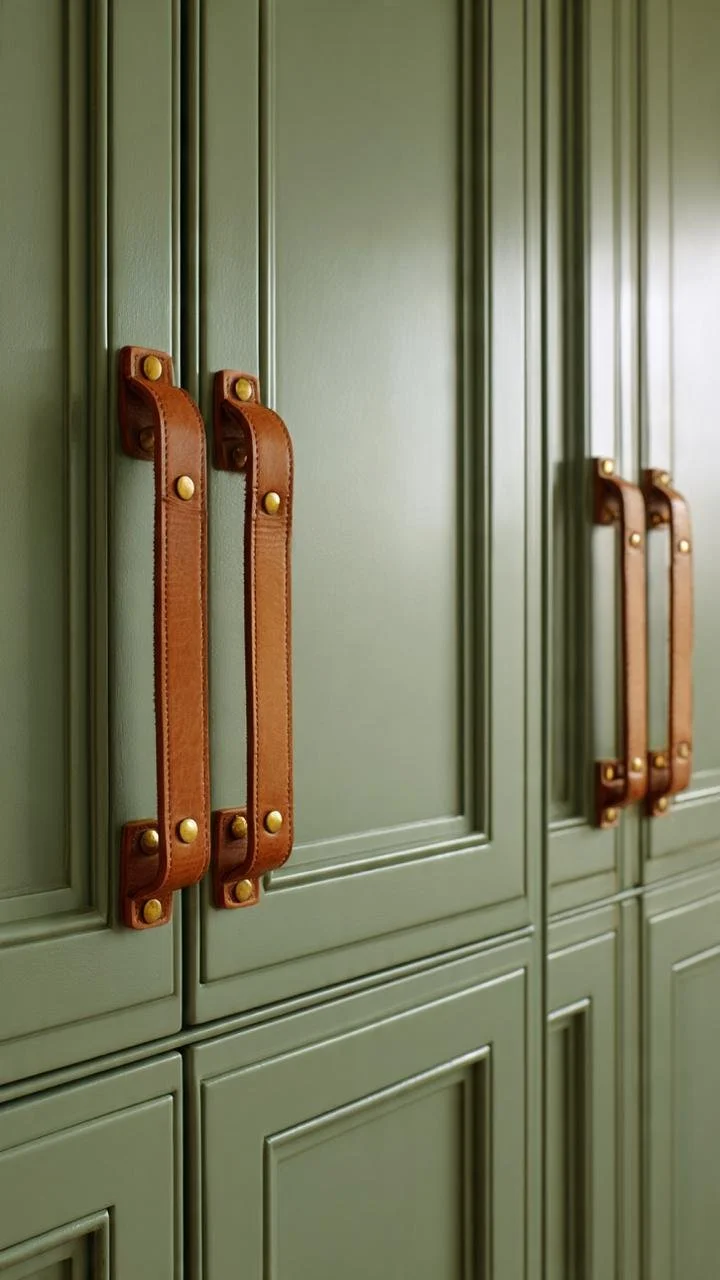 Olive Green &amp; Leather: Bringing Crafted Warmth to Traditional Cabinetry