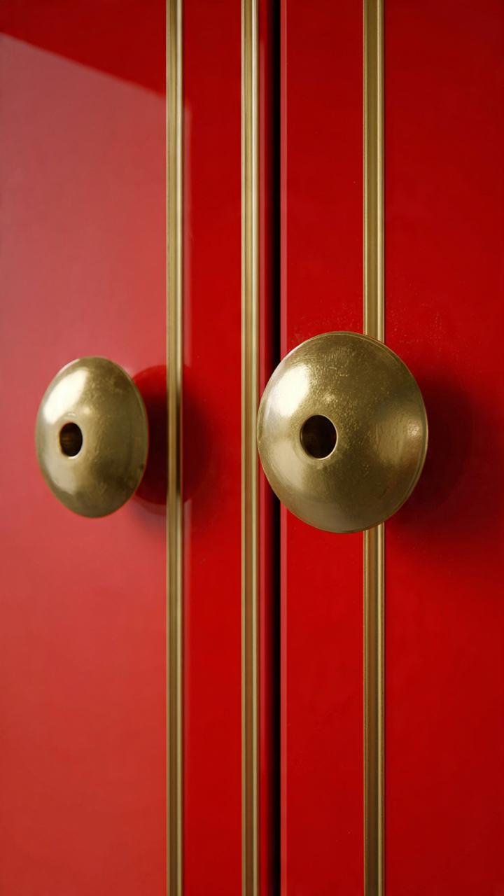 Chic Opulence: How Metallic Hardware Transforms Minimalist Red Furniture