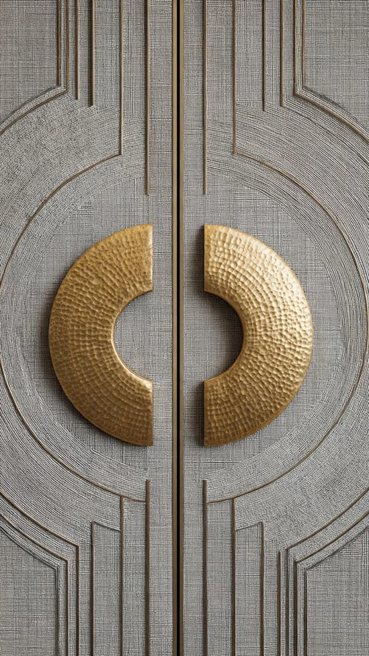 Woven Luxury: Textured Fabric Panels Meet Sculptural Golden Hardware