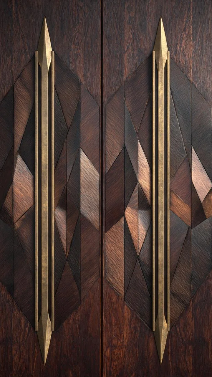 The Art of Marquetry: Elevating Modern Spaces with Sculptural Wood and Brass Doors