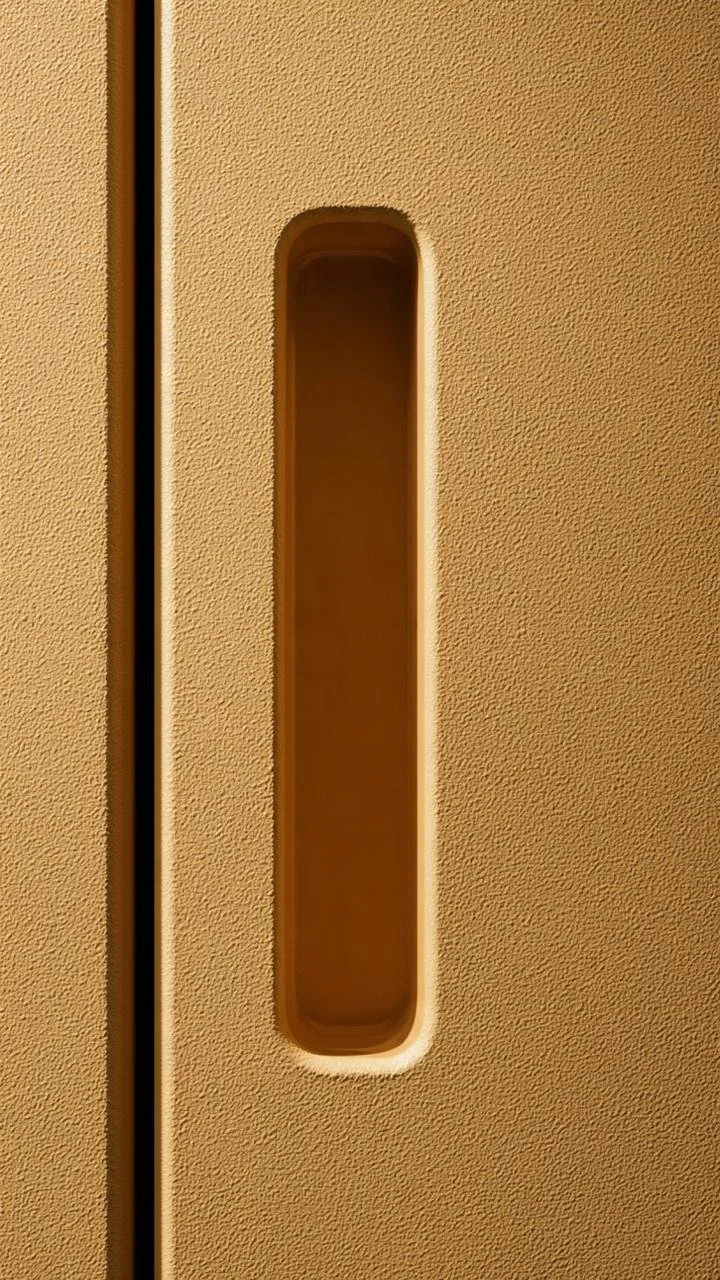  Ochre Minimalism: Geometric Detailing and Monochromatic Cabinetry Design