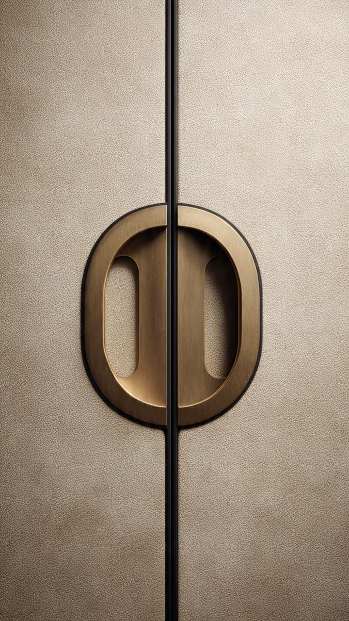 Brushed Brass Pulls on Textured Fabric Surfaces