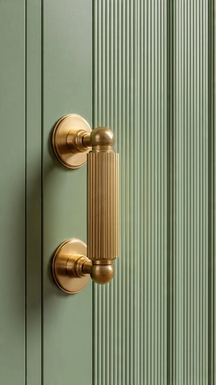 Elegant Green and Gold Cabinet Accents