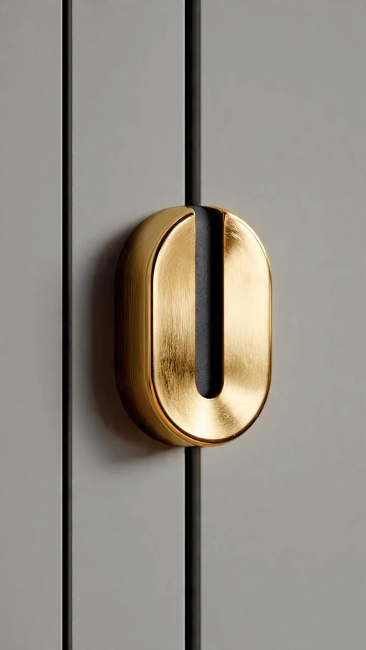 Modern Minimalist Beige and Gold Architectural Cabinetry