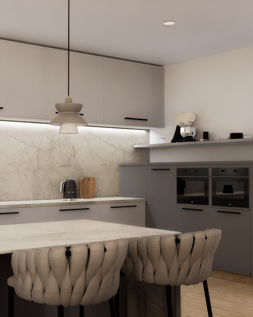 Modern Beige and Stone Open-Plan Apartment Architectures