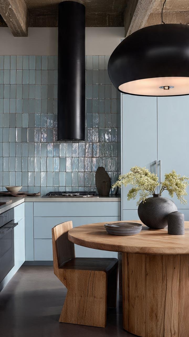 The Coastal Industrial Mix: 5 Ways to Style Soft Blue Tiles with Bold Black Accents