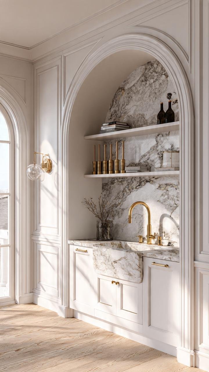 The New French Elegance: 5 Ways to Style Arched Niches with Arabescato Marble