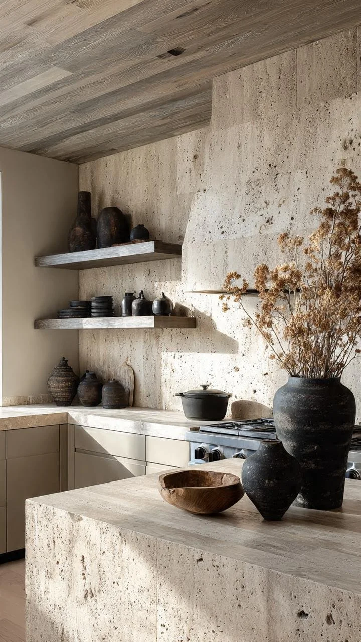 Raw Luxury: 5 Ways to Design an Organic Wabi-Sabi Kitchen with Travertine Stone