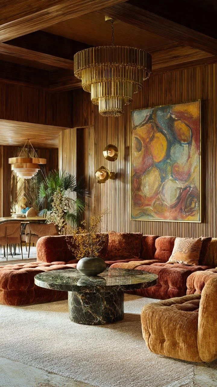 Luxury Mid-Century &amp; Warm Minimalist Lounge Architecture
