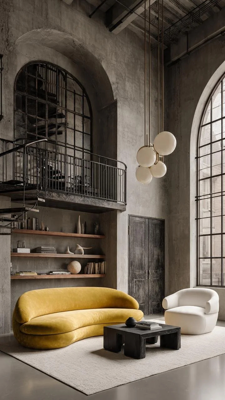 Luxury Concrete Loft with Organic Curved Furniture