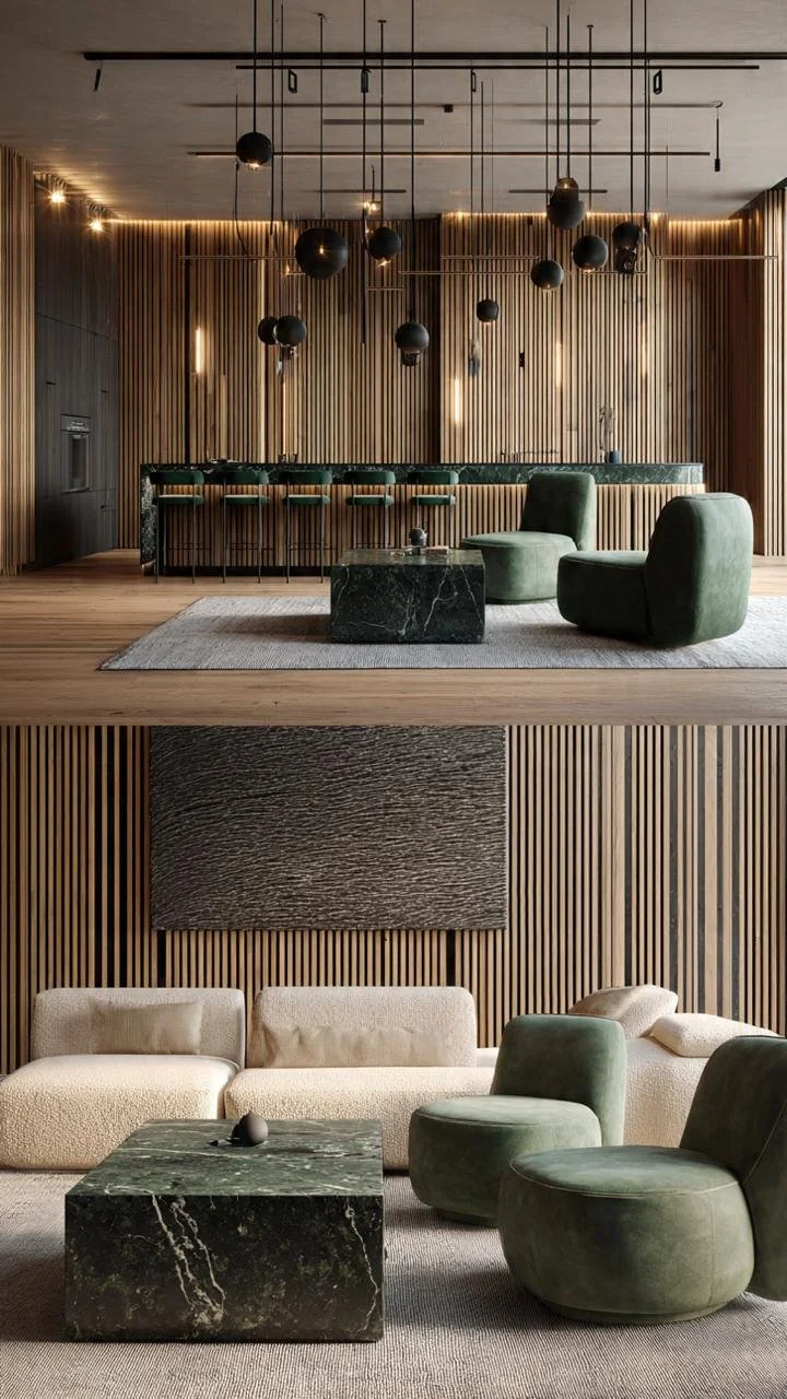 Elegant Contemporary Lounge with Textured Walls