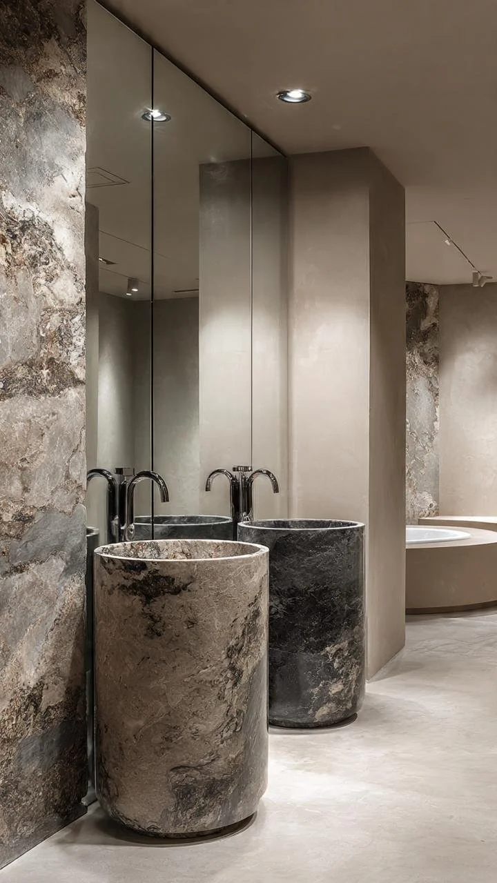 Cylindrical Marble Pedestal Sinks: The Sculptural Luxury Redefining the Modern Bathroom 
