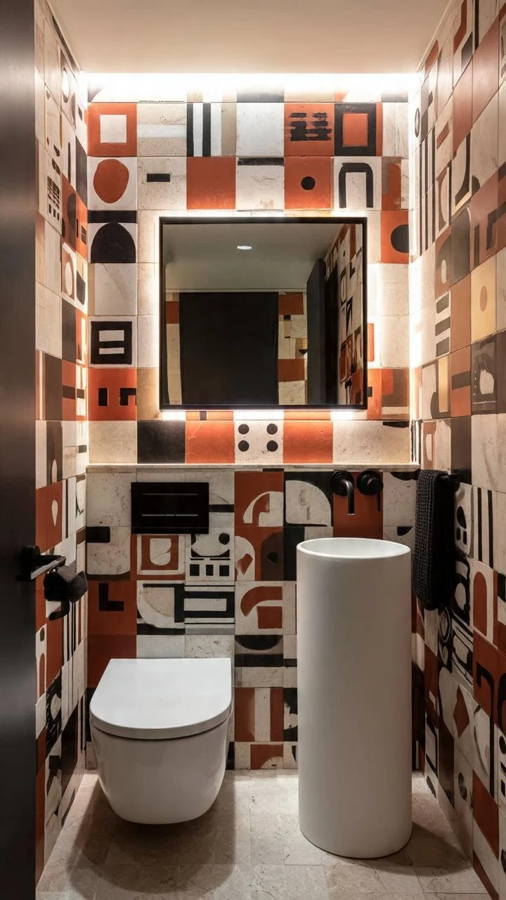 Bau-Pop Style Bathrooms: The Geometric Explosion Revolutionizing the Powder Room