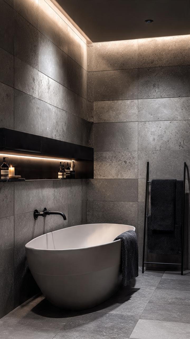 Brutalist Gray Cement Bathrooms: The Urban Spa-Style Sanctuary That Is Trending  industrial
