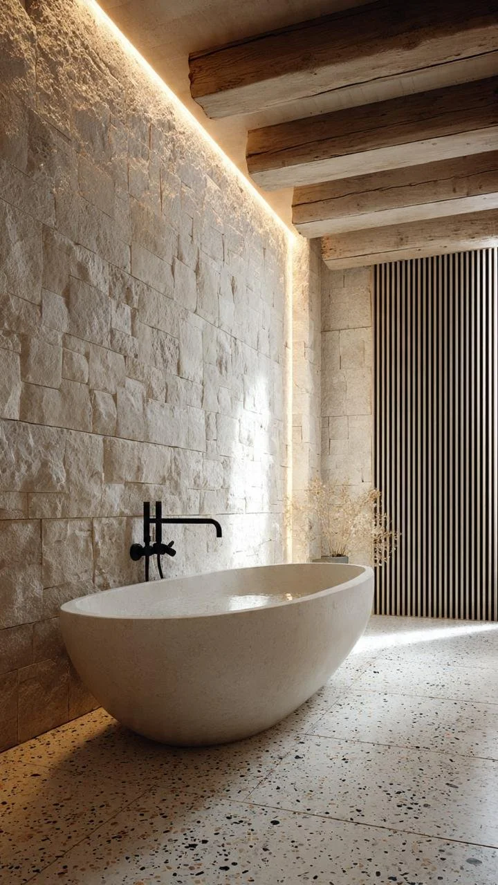 Sculpted Stone Bathrooms: Organic Luxury Carved from Nature