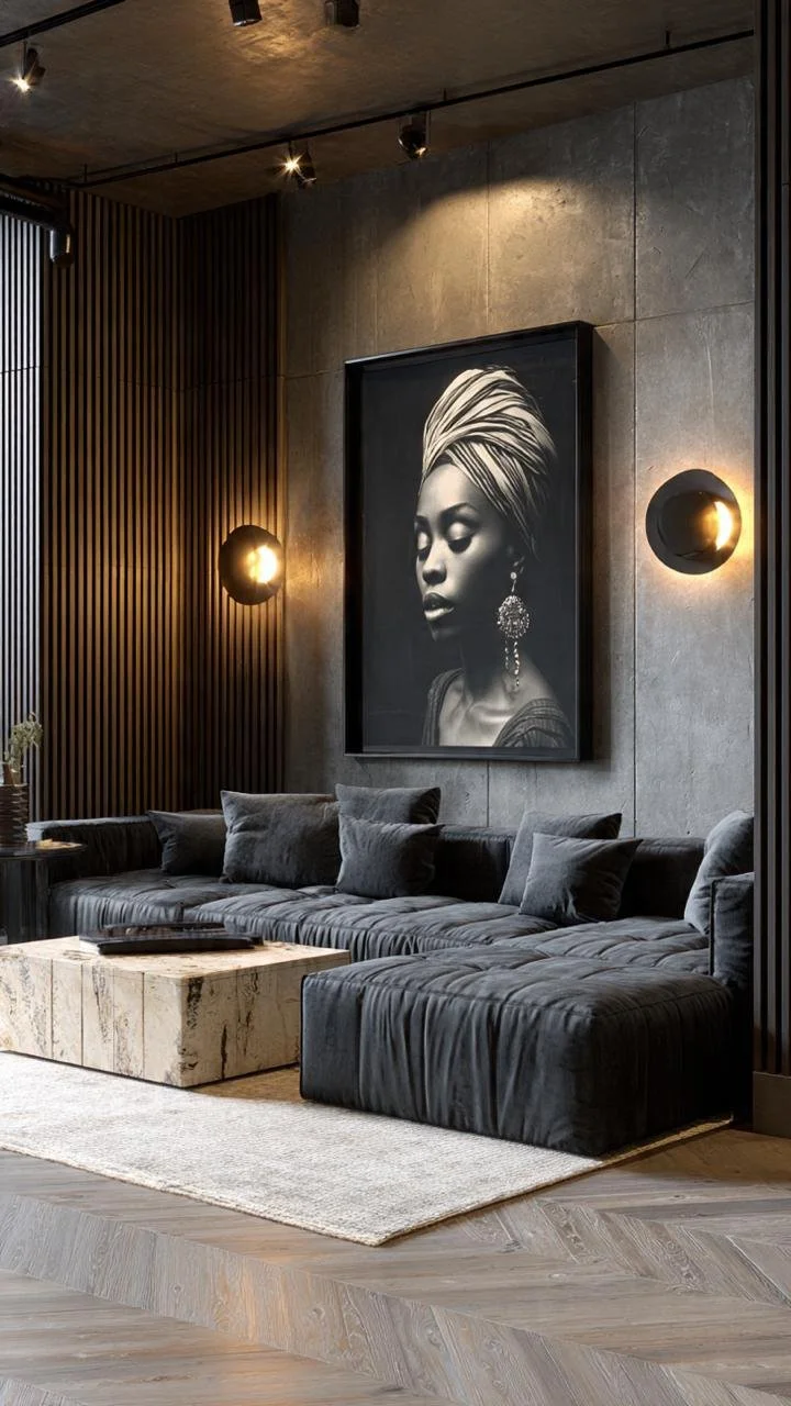 Moody Contemporary Living Room Aesthetic