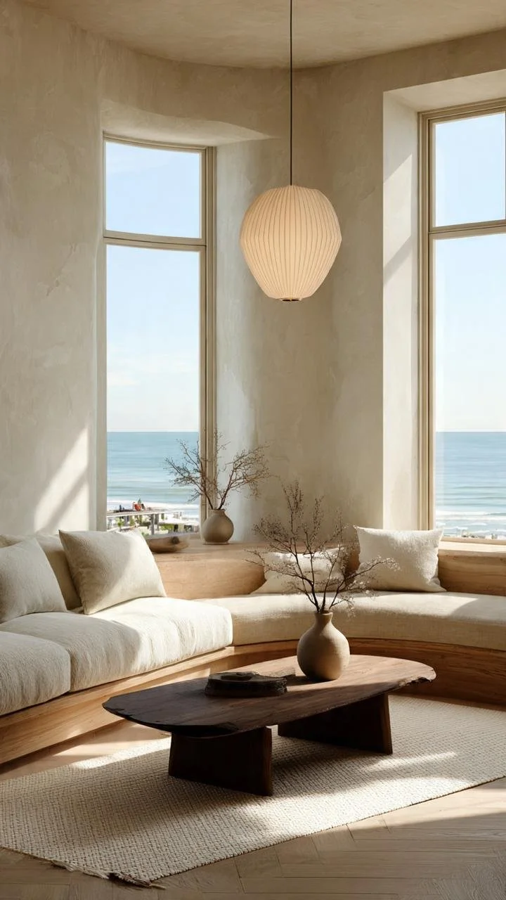 Coastal Warmth: Soft Minimal Living Rooms with Ocean Views