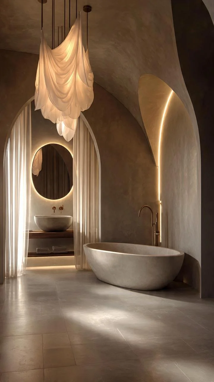 8 Curved Luxury Bathrooms That Feel Like Sculpted Sanctuaries