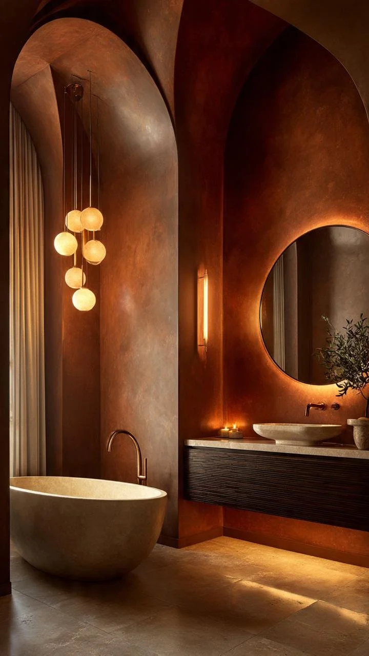 Terracotta Sanctuary Bathrooms: Sculptural Warmth and Organic Luxury