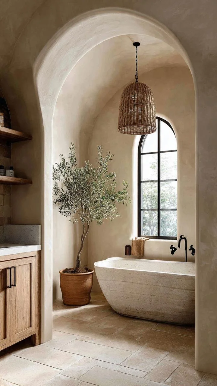 Organic Earth Bathrooms: 9 Warm Mediterranean-Inspired Spaces That Feel Like a Luxury Retreat