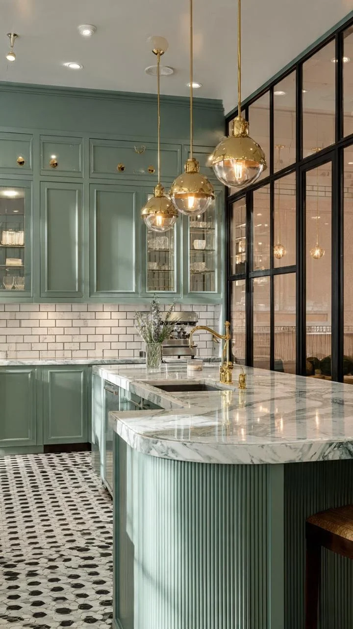Pastel Transitional Elegance: Contemporary Neo-Classic Kitchen Design