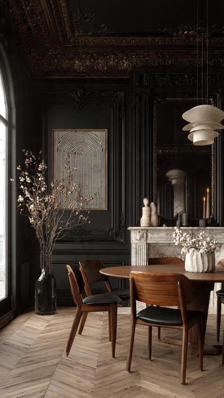French Neo-Classical Elegance: High-End Dining Rooms and Enveloping Contrast