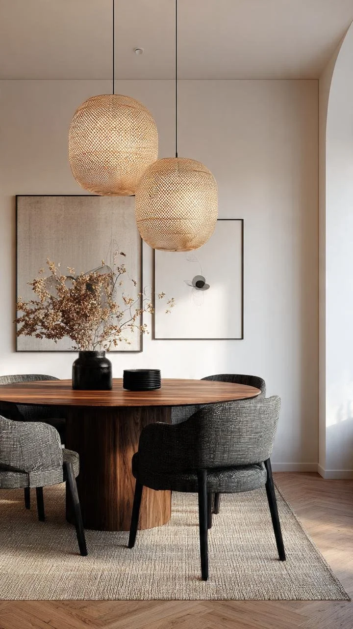 Organic Luxury Dining Rooms: Warm Japandi Minimalism