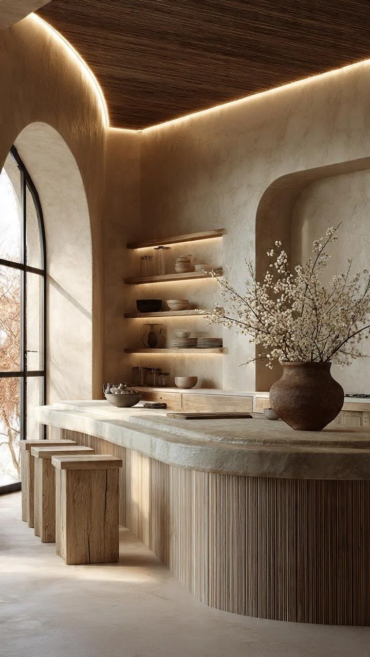 Tulum Japandi Fusion: Sustainable Luxury and Curved Microcement Architecture
