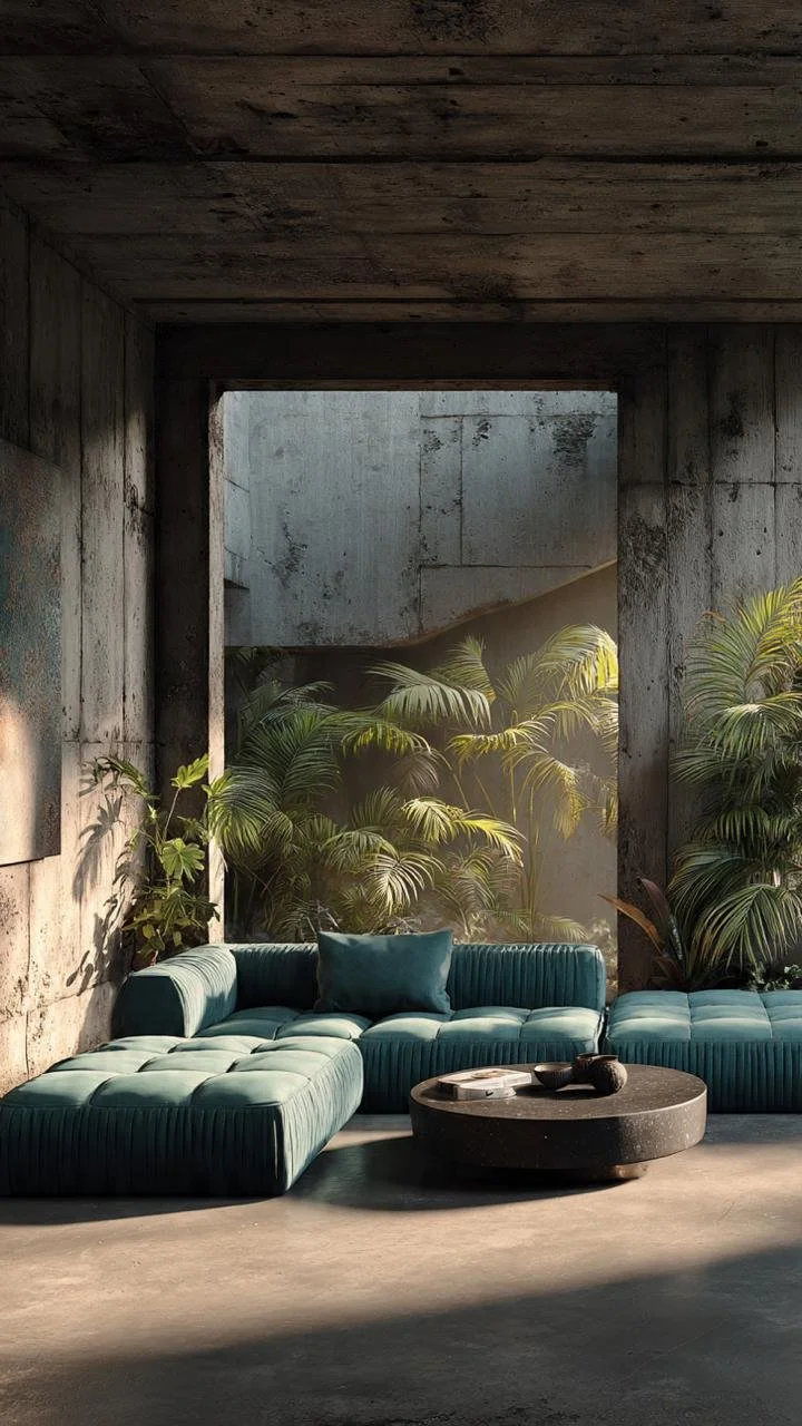 Teal &amp; Concrete Brutalism: 5 Industrial Oasis Secrets Designers Use to Blend Raw Structure with Nature