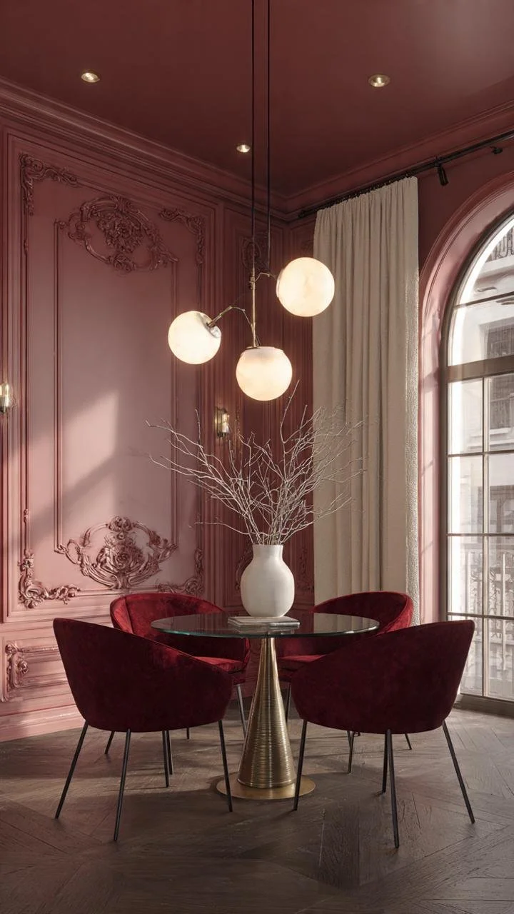 The Color Drenching Rule: How to Style Moody Burgundy Walls with Classic Boiserie