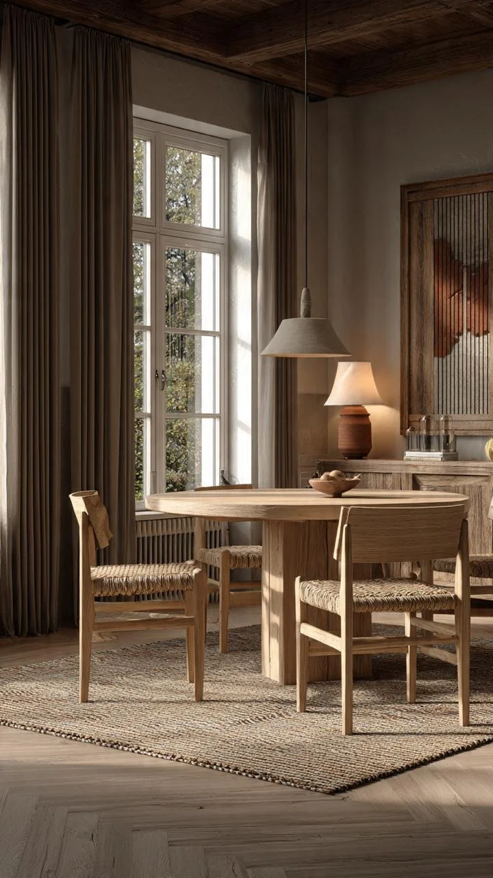 The Organic Blueprint: Balancing Raw Timber Grains and Soft Textured Plaster Walls