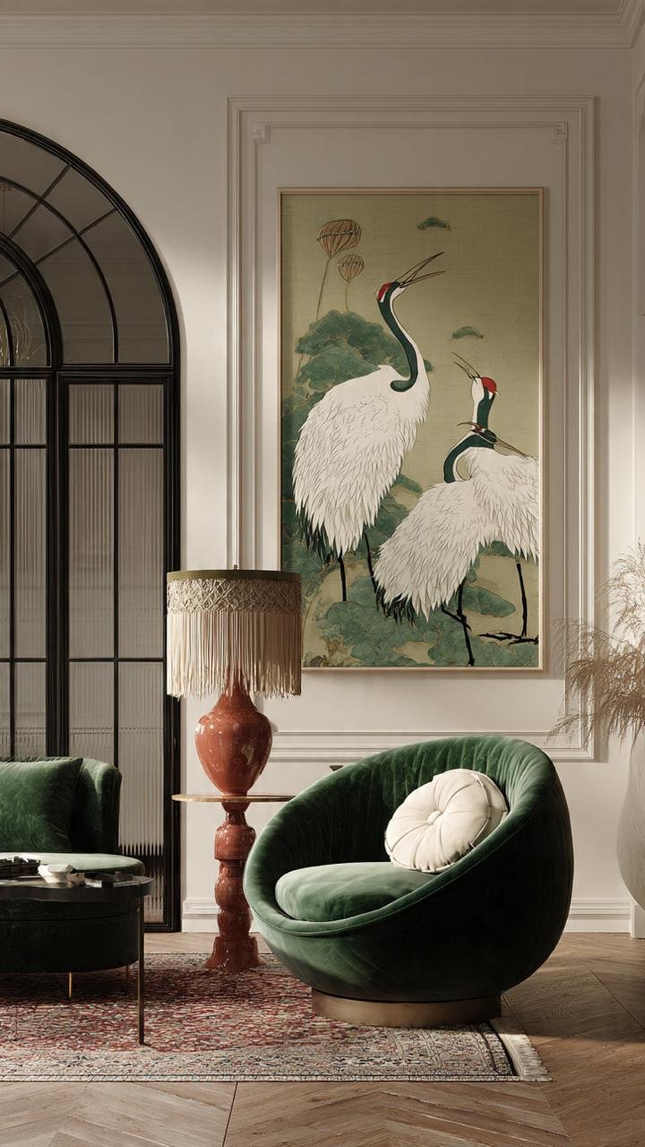 Biophilic Heritage: 5 Rules for Mixing Art Deco Arches with Botanical Art and Earth-Toned Velvets
