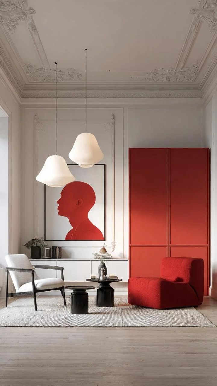 Crimson &amp; Ivory Contrast: 5 Avant-Garde Tactics to Master Bold Monoliths inside Neoclassical Salons