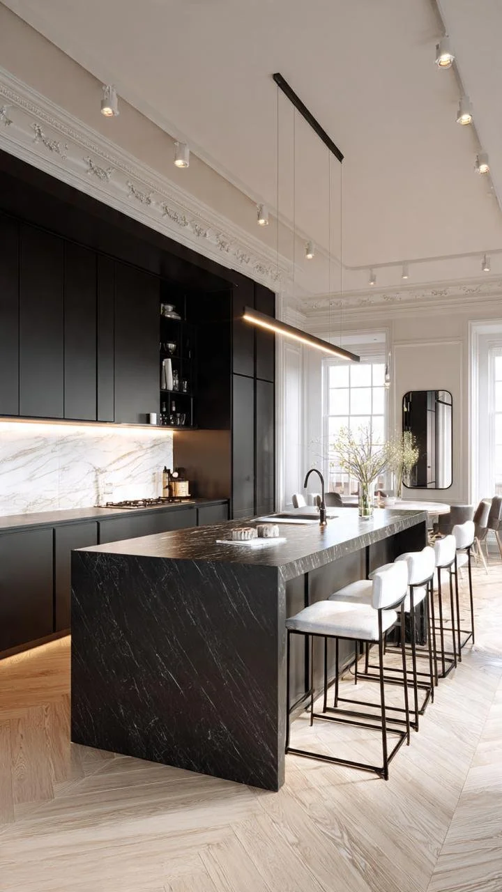 5 Luxury Black and Marble Kitchen Design Ideas