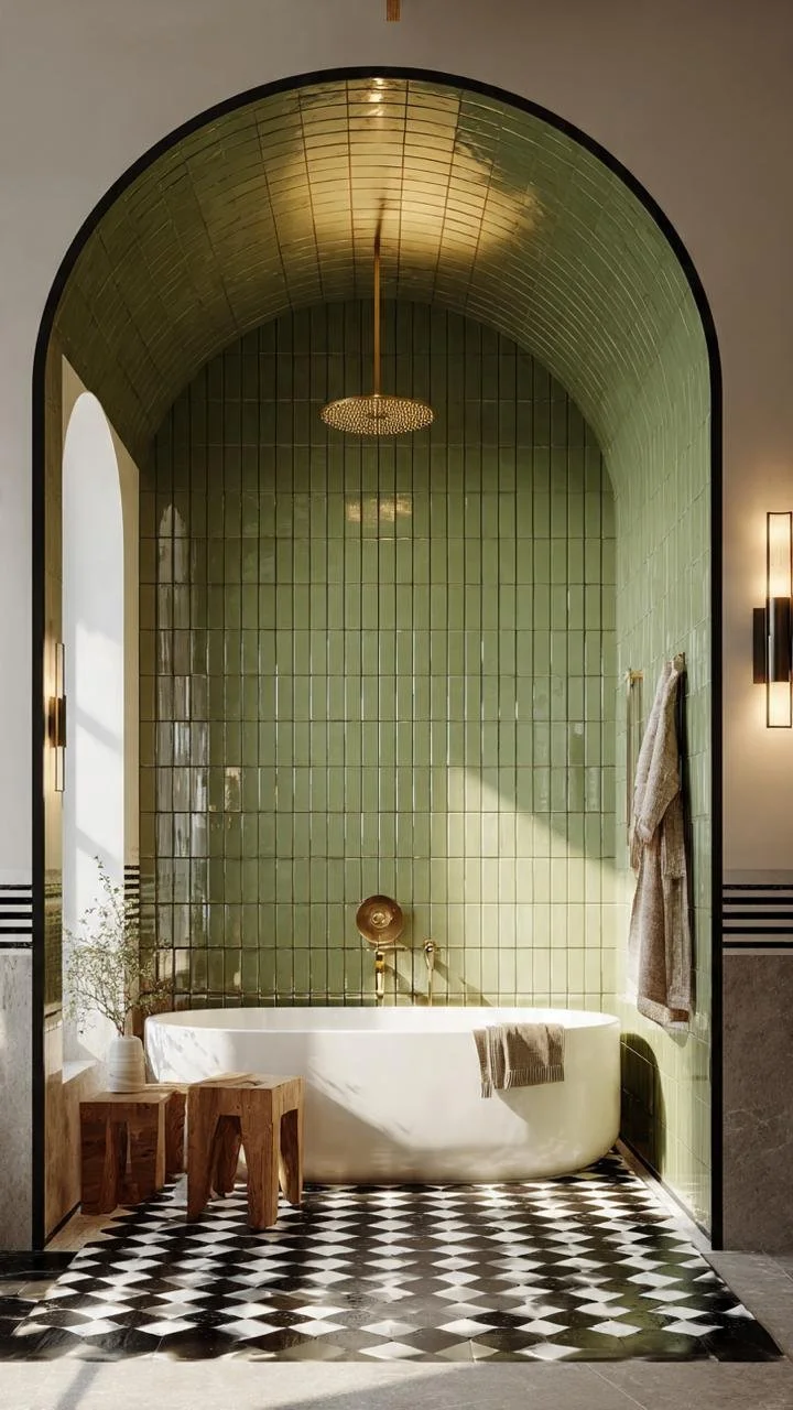 Green Tiled Bathrooms: Where Timeless Architecture Meets Modern Luxury