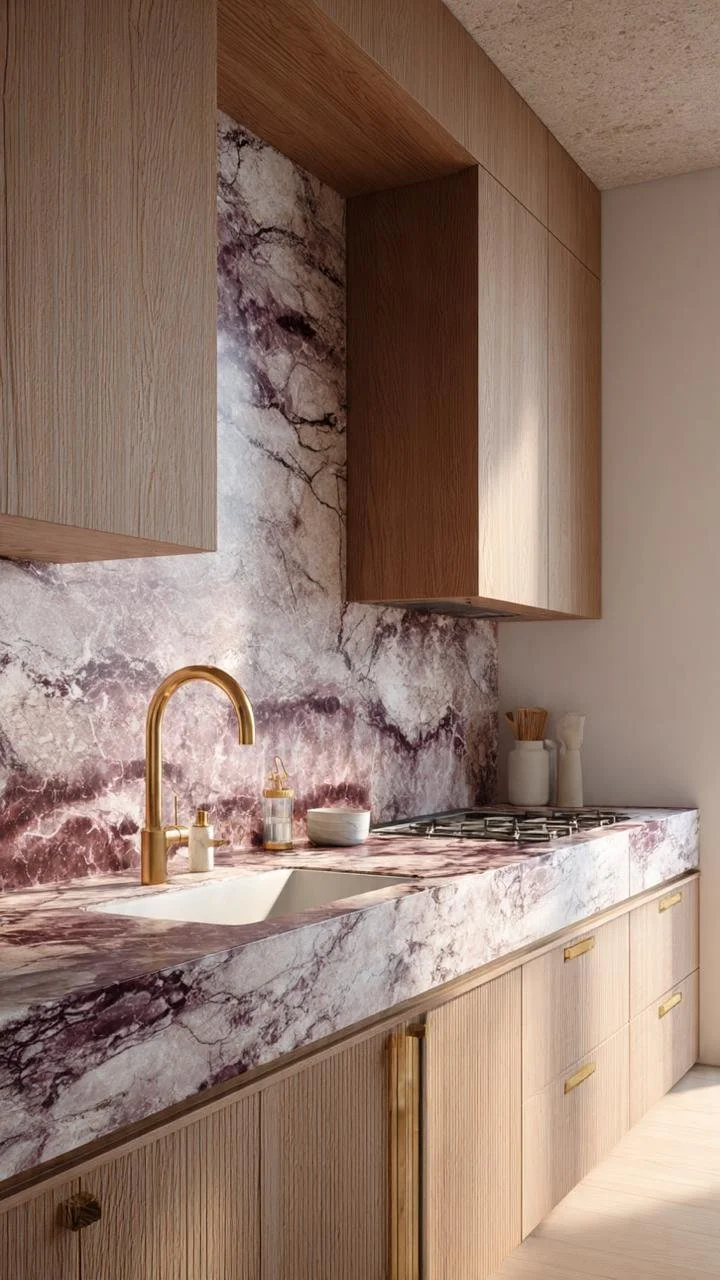 Purple Marble Kitchens: Where Artistic Stone Meets Contemporary Luxury
