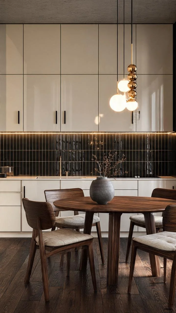 Modern White Kitchens with Dark Tile Accents: Timeless Elegance for Contemporary Living