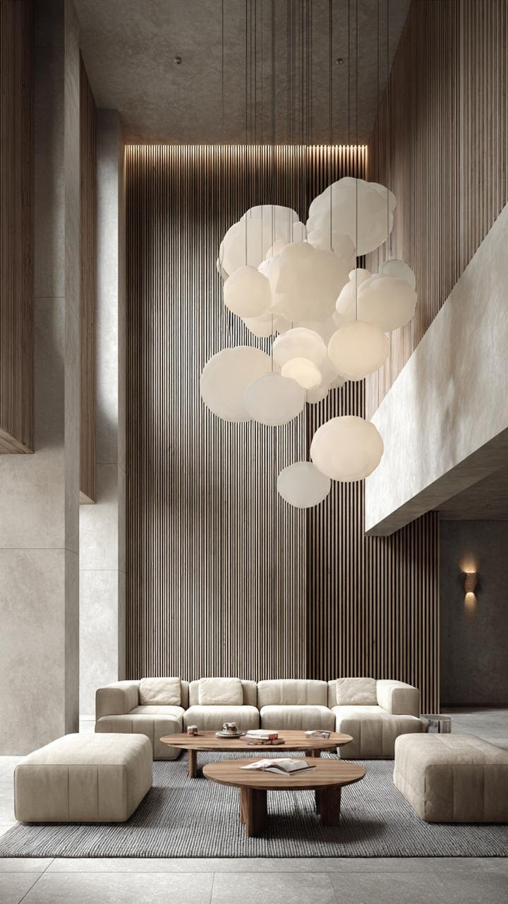 Japandi Double-Height Living Rooms: The New Luxury of Light, Space, and Serenity