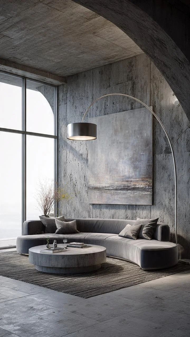 The New Luxury of Concrete Living Rooms: Sculptural Architecture, Soft Comfort, and Timeless Sophistication