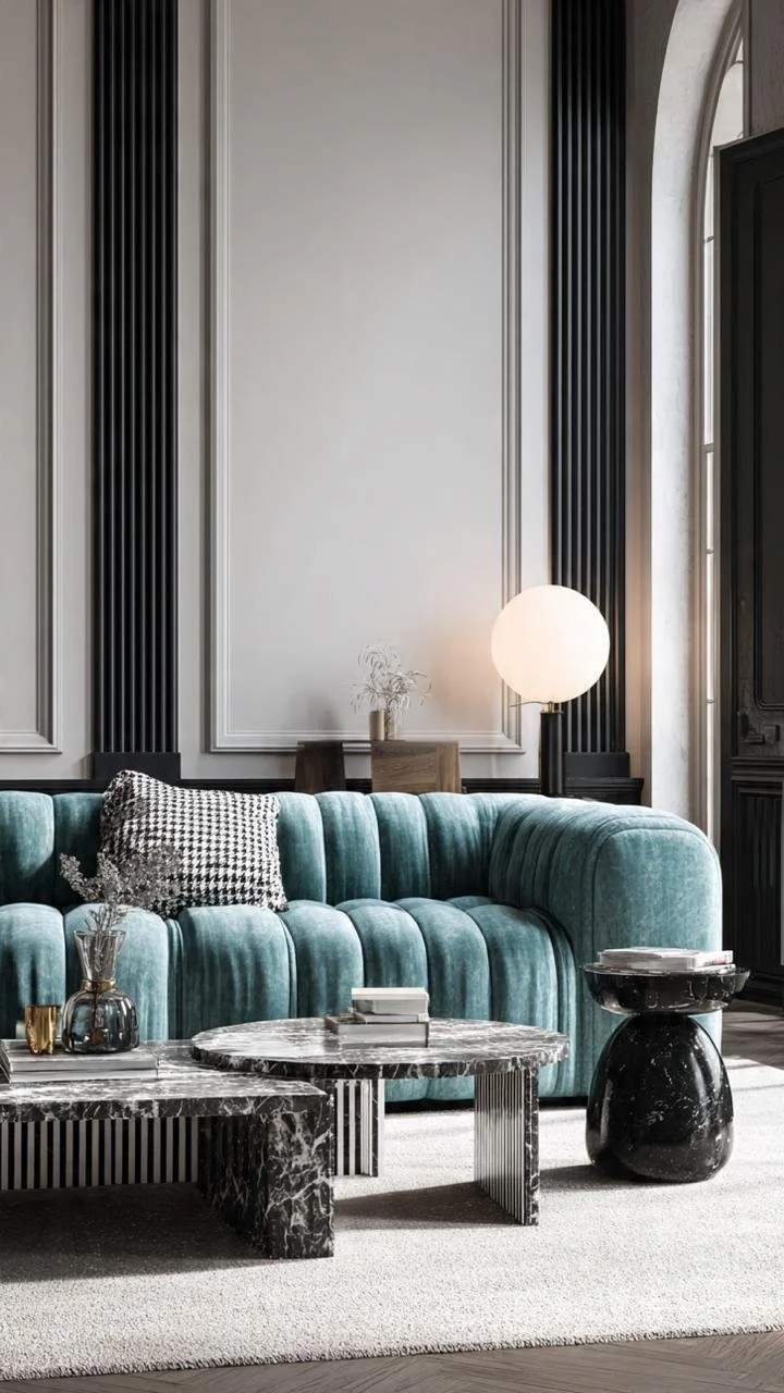Luxury Teal Living Rooms: Bold Color, Sculptural Design, and Contemporary Elegance