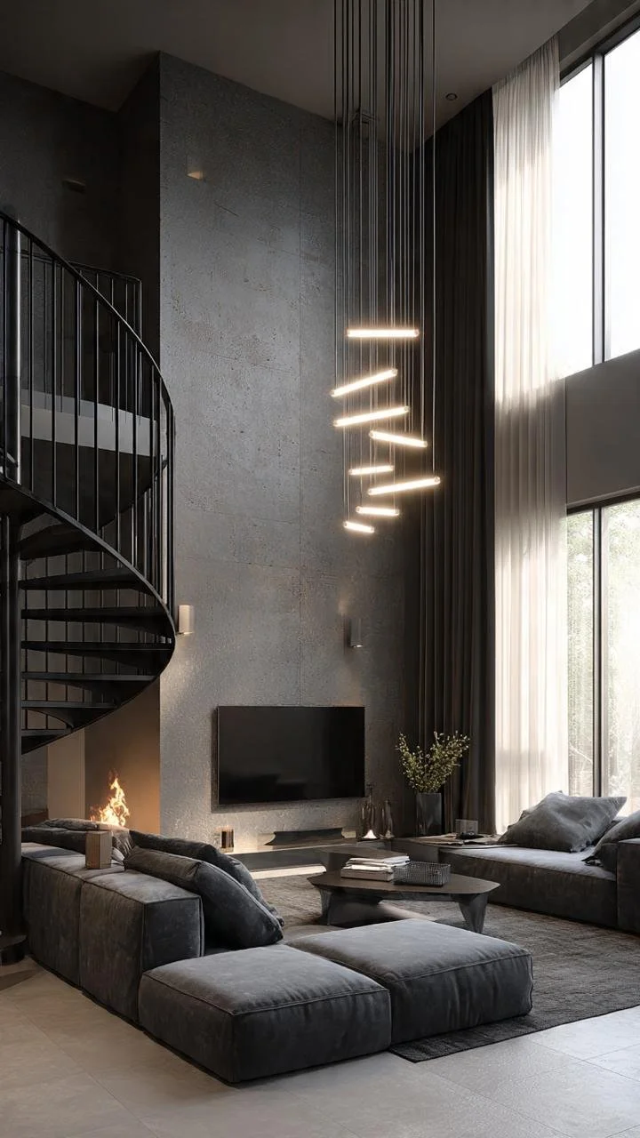 Sculptural Lighting Meets Modern Loft Luxury: Double-Height Living Rooms That Redefine Contemporary Design