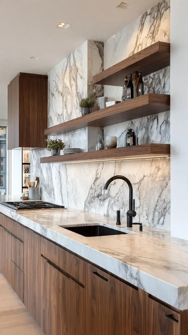 Modern Wood and Marble Kitchen Ideas: 15 Luxury Designs That Blend Warmth and Elegance