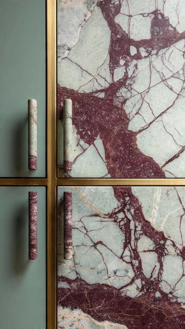 VIOLA Marble &amp; Brass Handles | Luxury Architectural Hardware for Bespoke Interiors