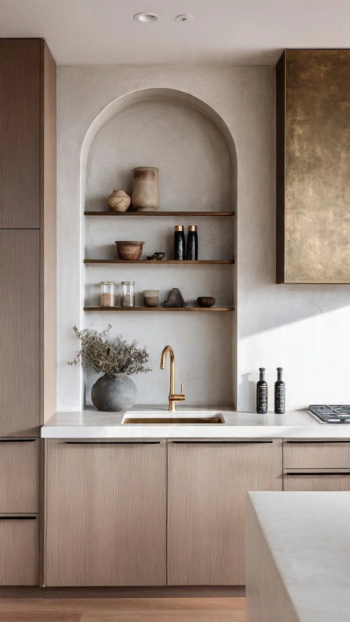 "Why designers are replacing upper kitchen cabinets with traditional arched niches"