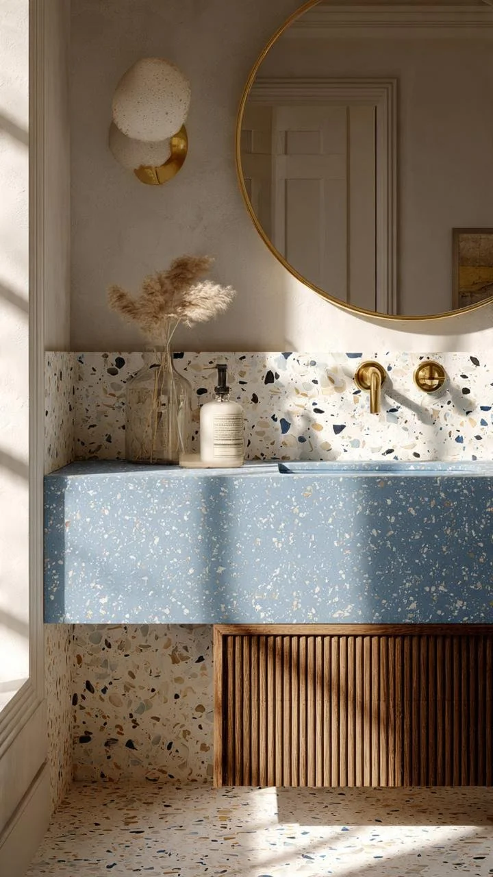 Blue Terrazzo Bathroom Inspiration: 20 Ideas to Integrate Blue Terrazzo Into Your Bathroom