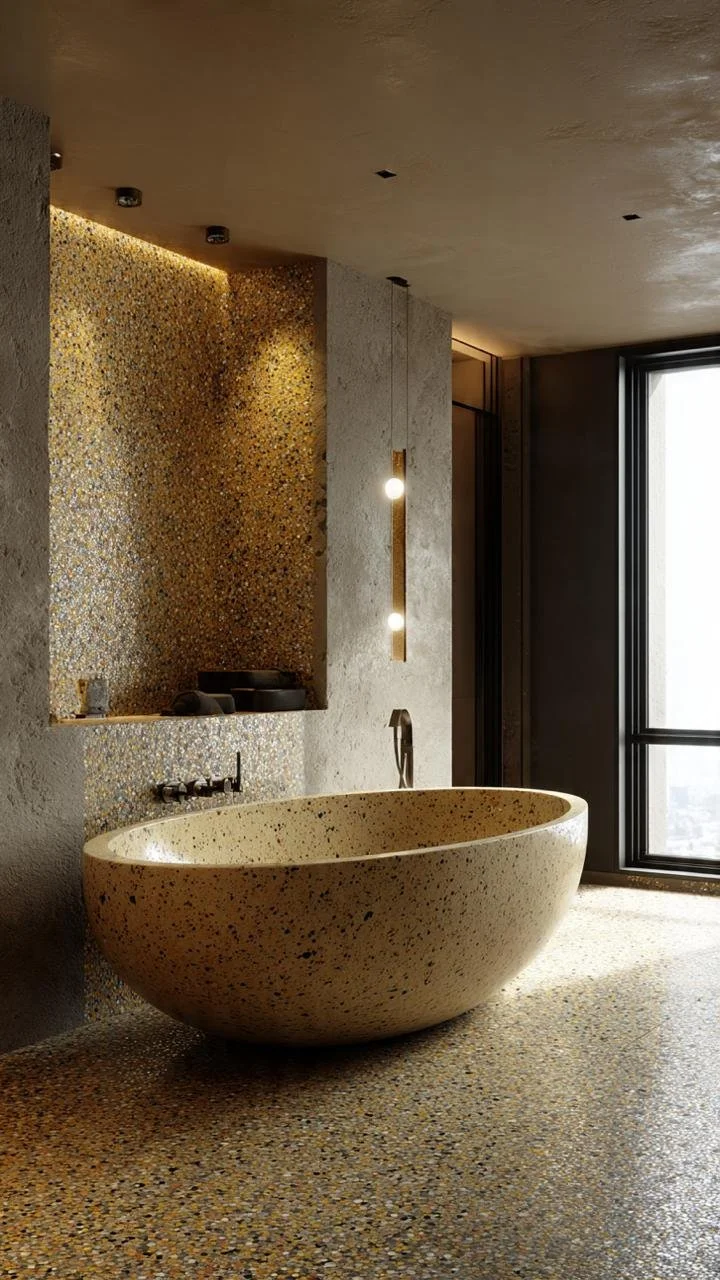 "Sculptural Terrazzo: The Tub That Turns a Bathroom Into Art"