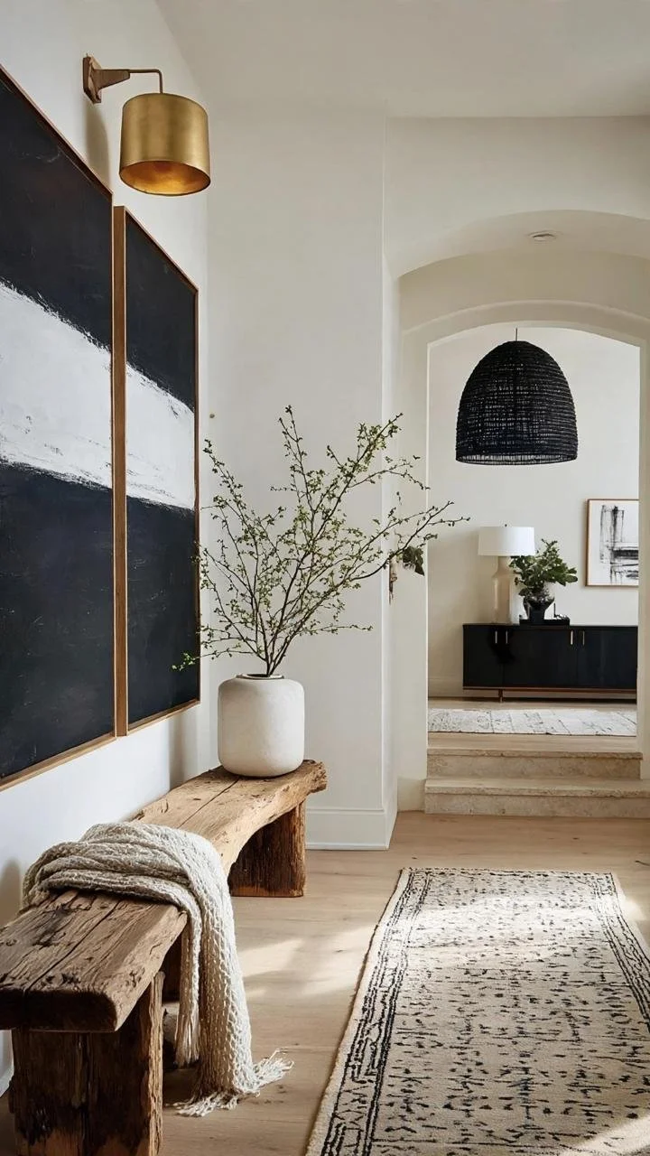 Modern Mediterranean Meets Minimalist Gallery: Inside an Entryway Where Bold Abstract Art Sets the Whole Tone