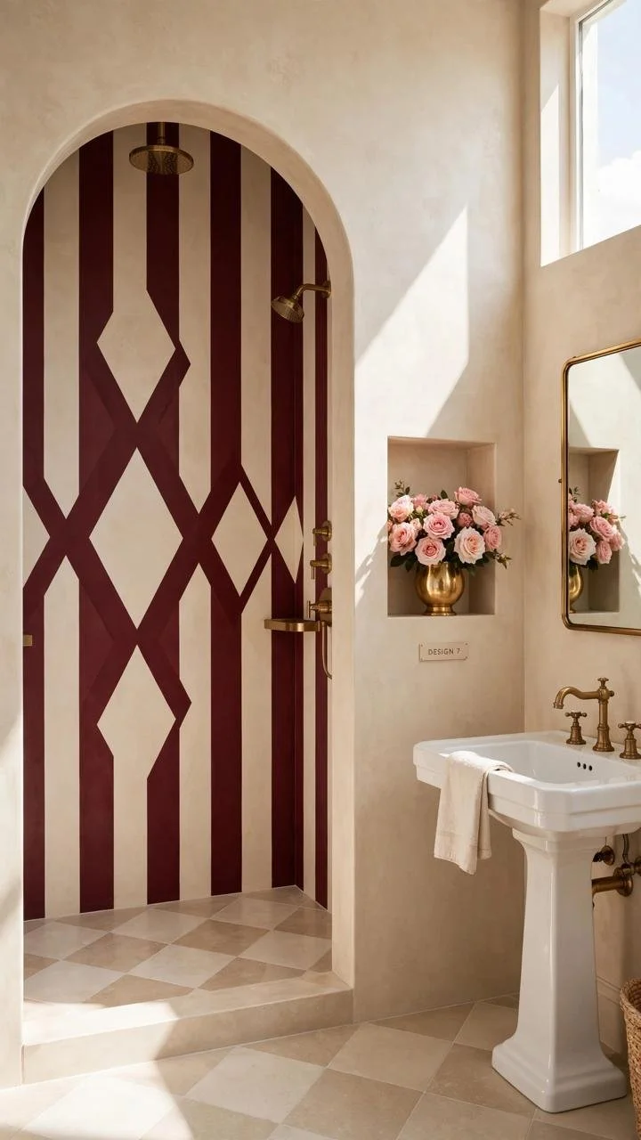 The Striped Shower Trick Designers Use to Turn a Boring Wet Room Into the Best Part of the Bathroom