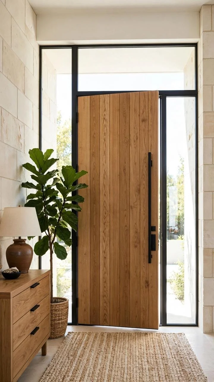 Why Surrounding Wood With Black Steel Glass Makes Any Entrance Look Custom-Built